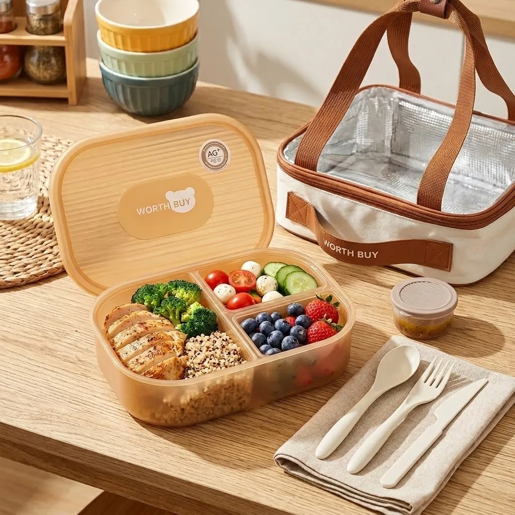 Divided Plastic Bento Box 3 Co - Meal Prep Or Prep Meal review and price