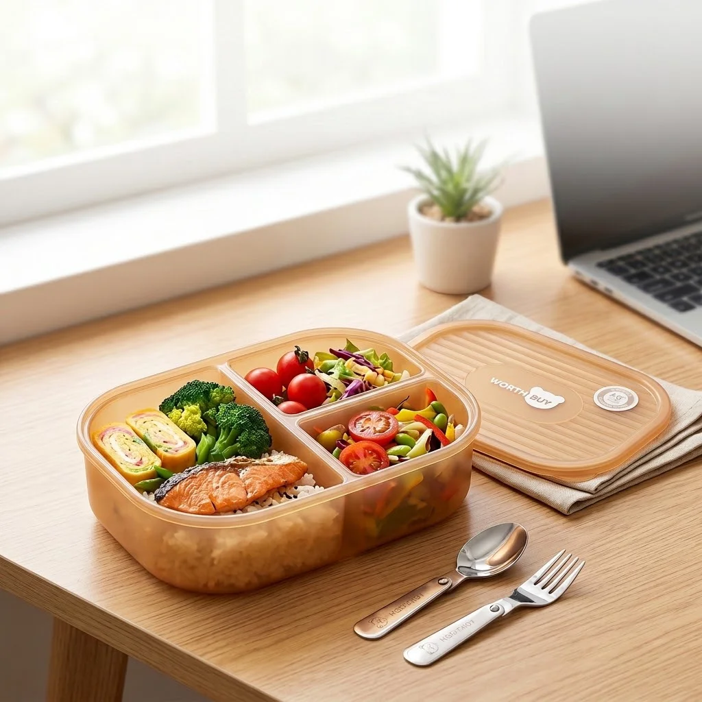 Kids Bento Lunch Box 3 Compart - Meal Prep Or Prep Meal review and price