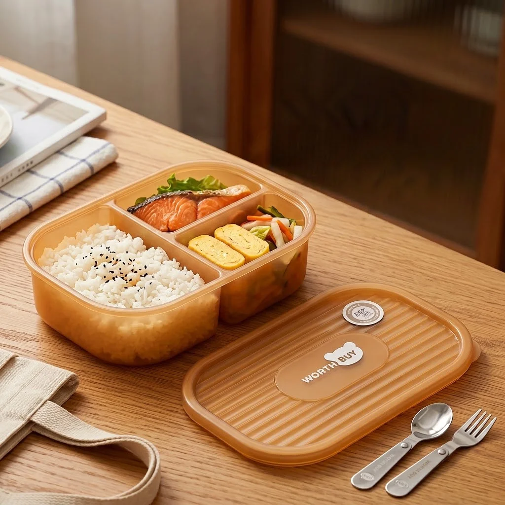 Kids Bento Lunch Box 3 Compart - Meal Prep Or Prep Meal review and price