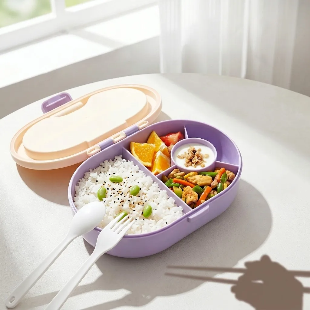 Plastic Bento Box with Cutlery - Meal Prep Or Prep Meal review and price